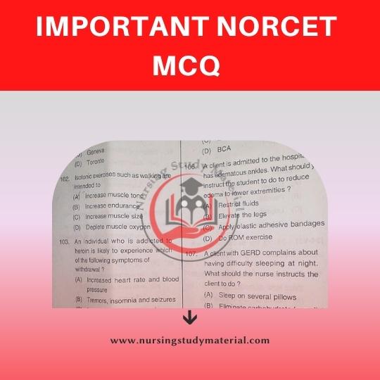 Important Norcet Mcq