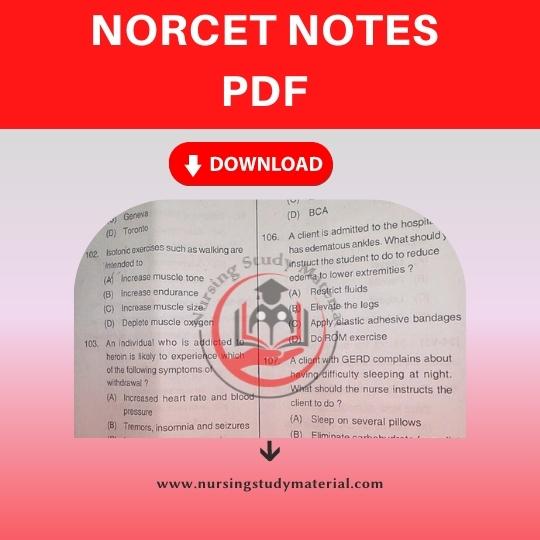 NORCET NOTES PDF - Download Free Nursing Study Material